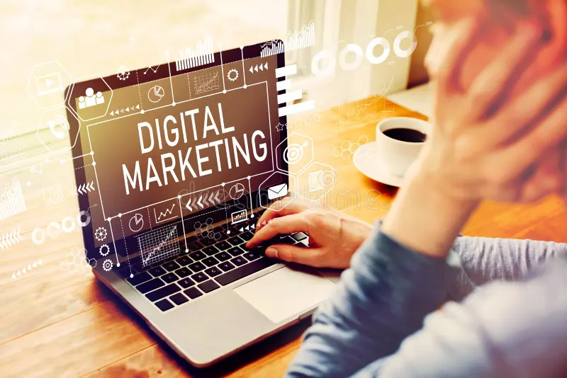 digital marketing man using laptop computer digital marketing man using laptop 119577268